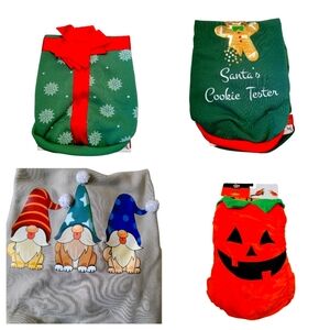 4 Holiday Dog Coats. 3 Med 1 Small  NWT